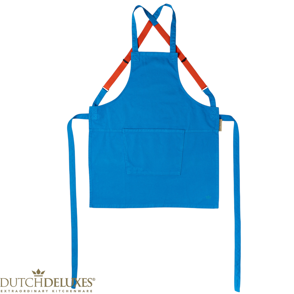 Dutchdeluxes - Handcrafted - Hospitality - Kitchen apron - Suspender Style - Denim - Easy wear - Azure Blue