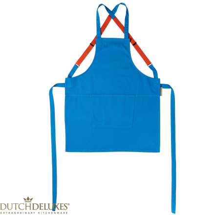 Dutchdeluxes - Handcrafted - Hospitality - Kitchen apron - Suspender Style - Denim - Easy wear - Azure Blue