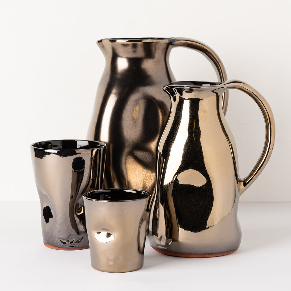 Dutchdeluxes - Luxury - Earthenware - Carafe - Ceramic - Handmade - Anti-drip - Platinum Gold