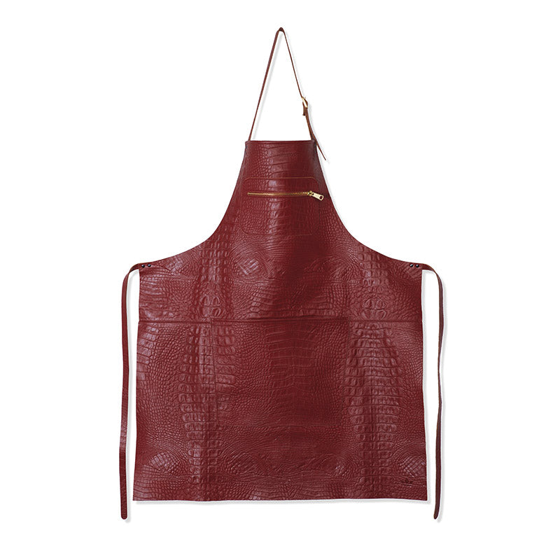 Dutchdeluxes - Handmade - Apron with zipper - Luxury - Croco style - Ruby red