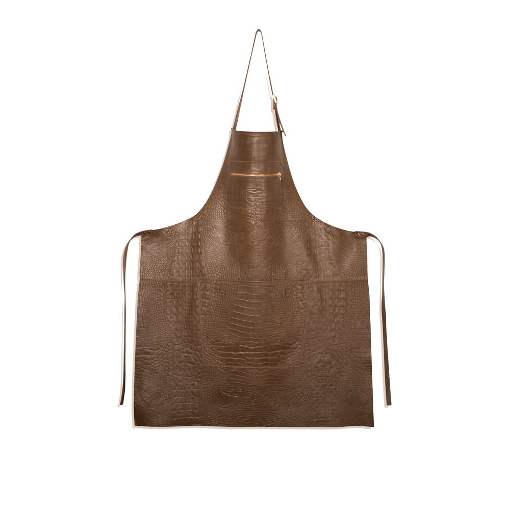 Zipper Style Apron - Croco - Taupe