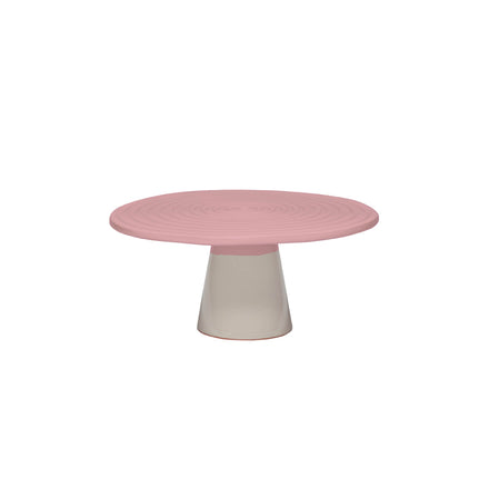 Food Stand, Ceramic, Medium - White/Pink