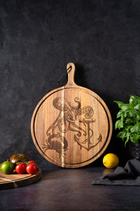 Bread Board Acacia Round Medium Tattoo WATER