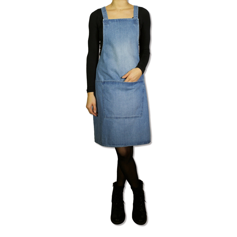 Dutchdeluxes apron - Handmade - With braces - Unique - Hospitality - Light blue