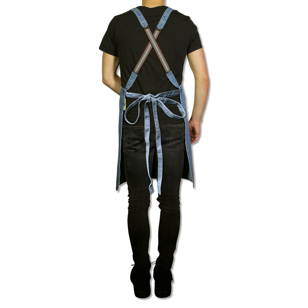 Dutchdeluxes apron - Handmade - With braces - Unique - Hospitality - Light blue